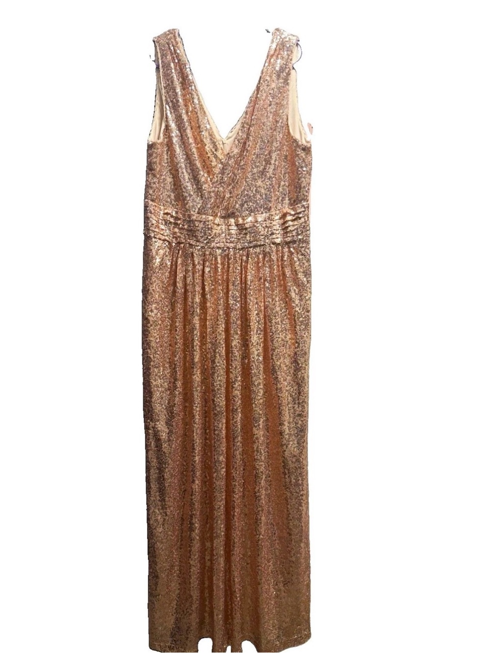 Sleeveless Sequin V-Neck Wedding Dress in Rose Gold